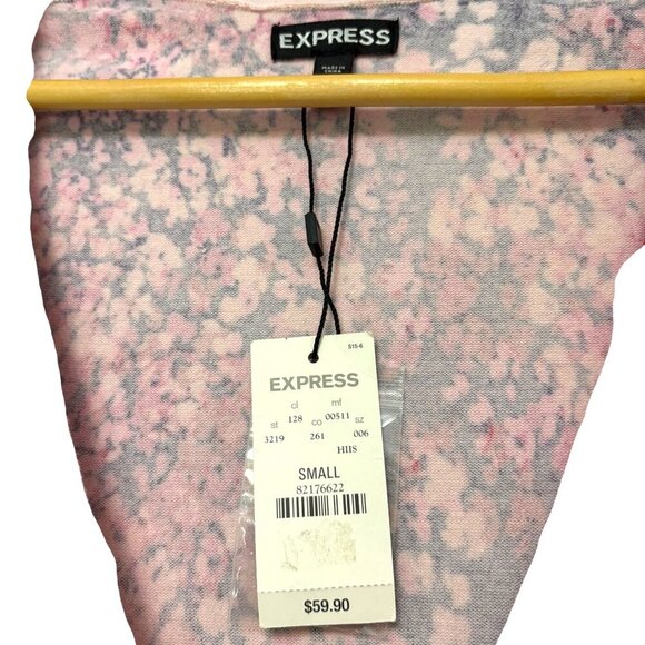 EXPRESS Floral Cardigan NWT Long Sleeve Petal Pink Red Purple Size Small New - Picture 5 of 7